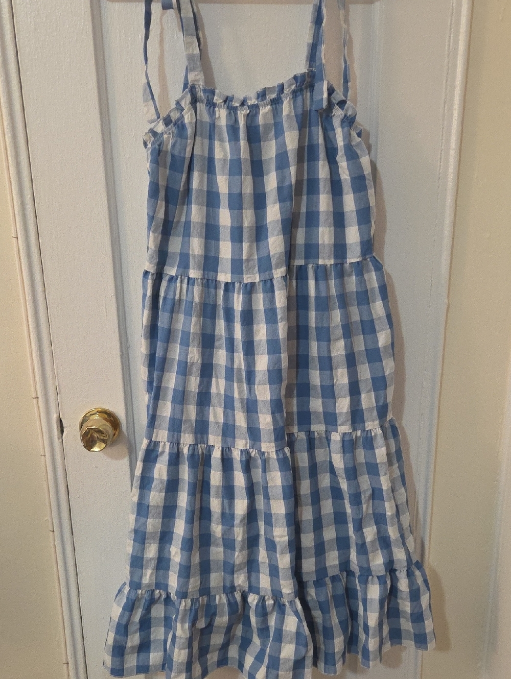 Blue and White Gingham Tiered Sundress Womens Size XL
